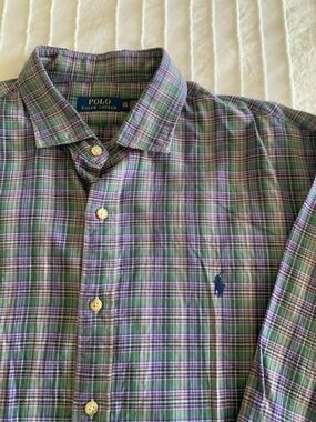 Polo Ralph Lauren Long Sleeve Button Up Shirt Mens Purple Green Plaid 2XL NWOT